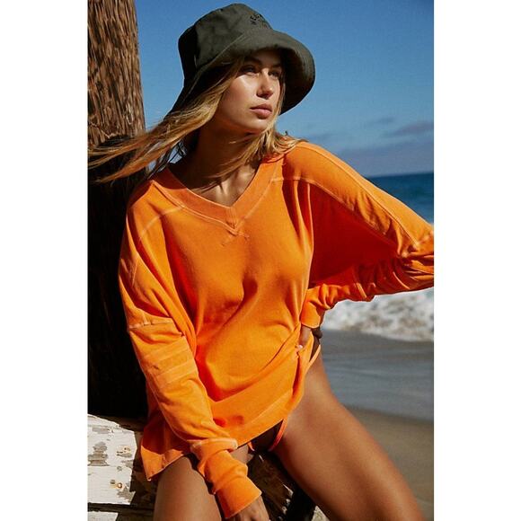 Free‎ People Movement All Star Layer Sweater Orange Grove Small Cozy Fall - Picture 1 of 4